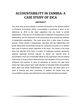 Accountability in Zambia: a Case Study of Zica Abstract