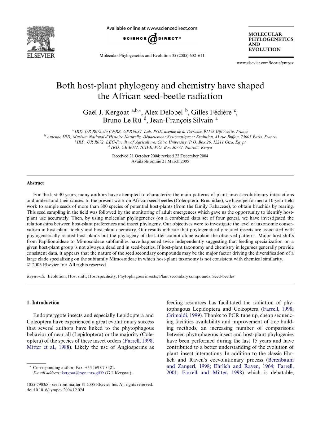 Both Host-Plant Phylogeny and Chemistry Have Shaped the African Seed-Beetle Radiation