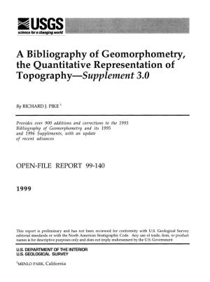 A Bibliography of Geomorphometry, the Quantitative Representation of Topography Supplement 3.0