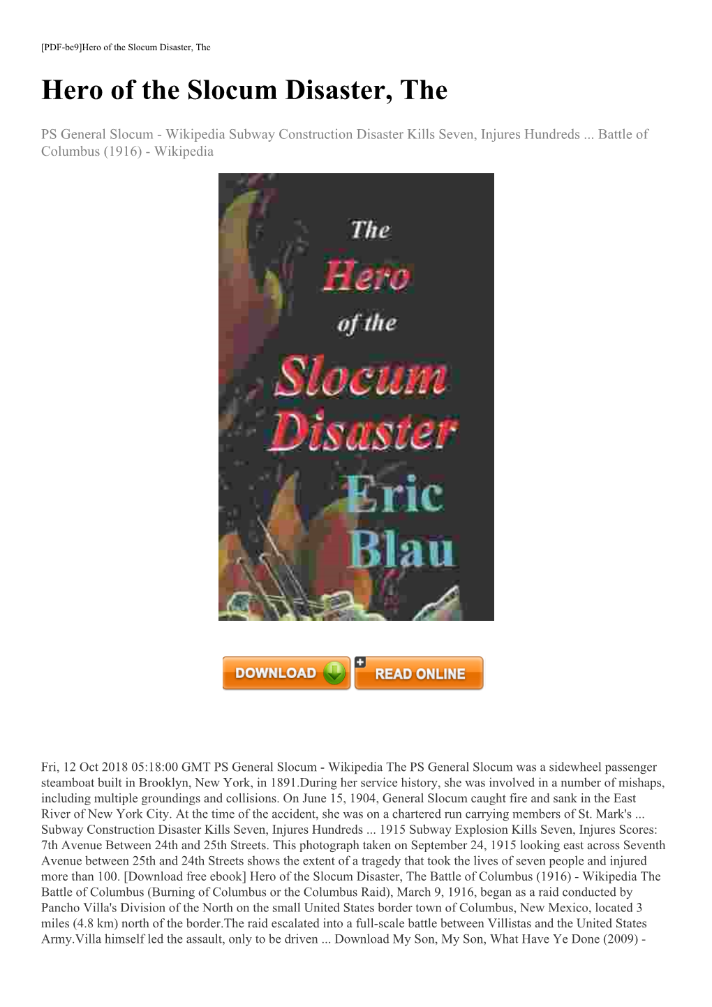 [Download Free Ebook] Hero of the Slocum Disaster