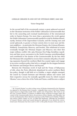 Cossack Ukraine in and out of Ottoman Orbit, 1648–1681