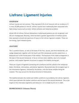 Lisfranc Ligament Injuries