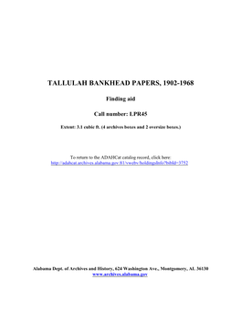 Tallulah Bankhead Papers Finding