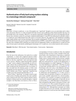 Authentication of Holy Basil Using Markers Relating to a Toxicology‑Relevant Compound