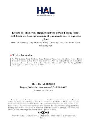 Effects of Dissolved Organic Matter Derived from Forest Leaf Litter On