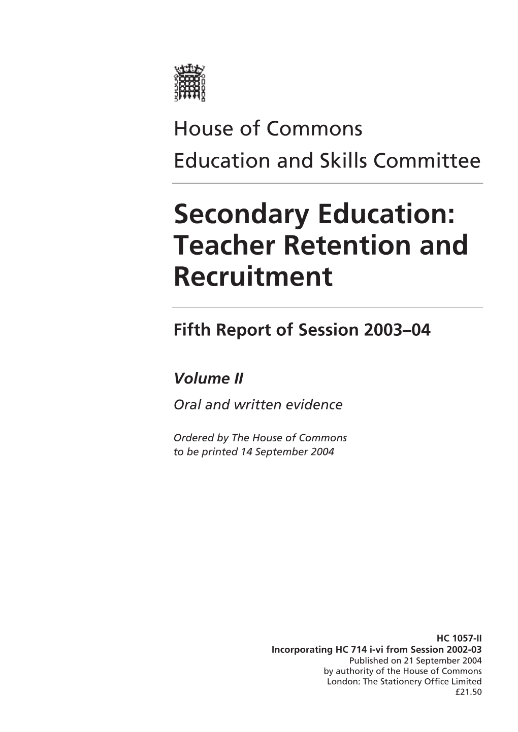 Secondary Education: Teacher Retention and Recruitment