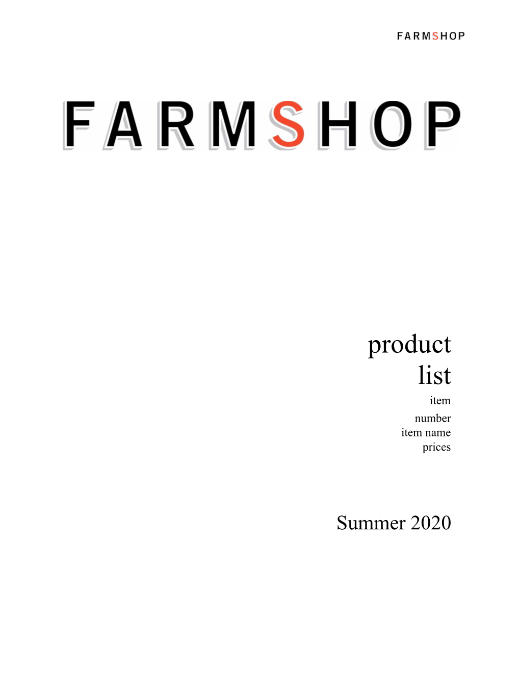 Fs Bakery Product List 2020 Summer