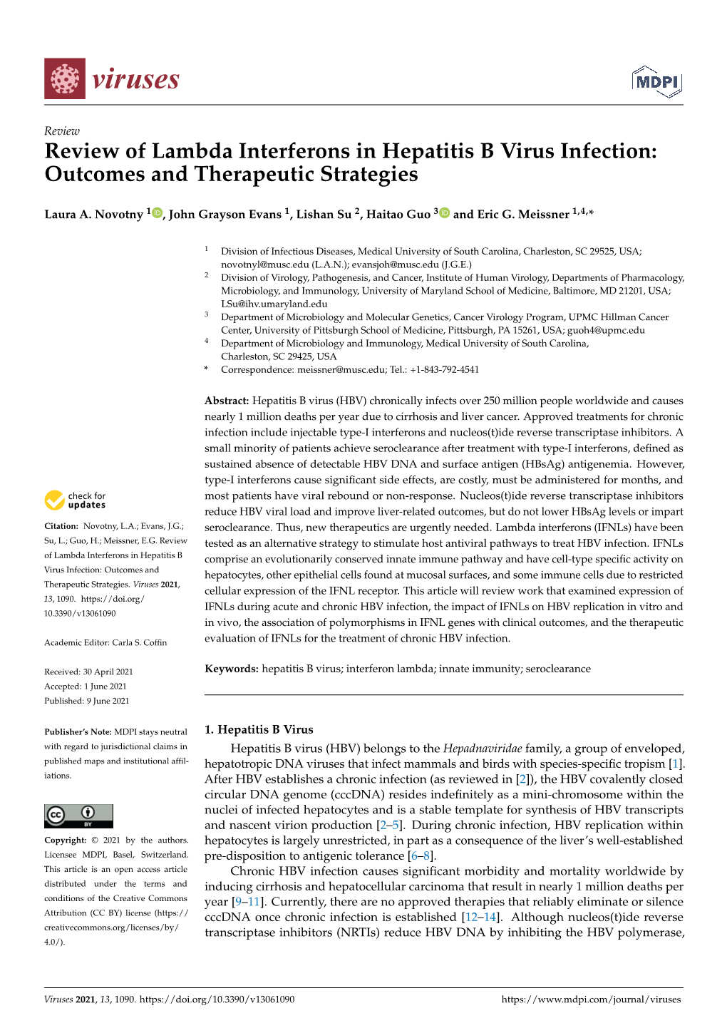 Review of Lambda Interferons in Hepatitis B Virus Infection: Outcomes and Therapeutic Strategies