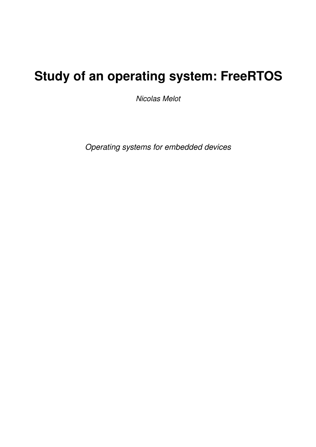 Study of an Operating System: Freertos