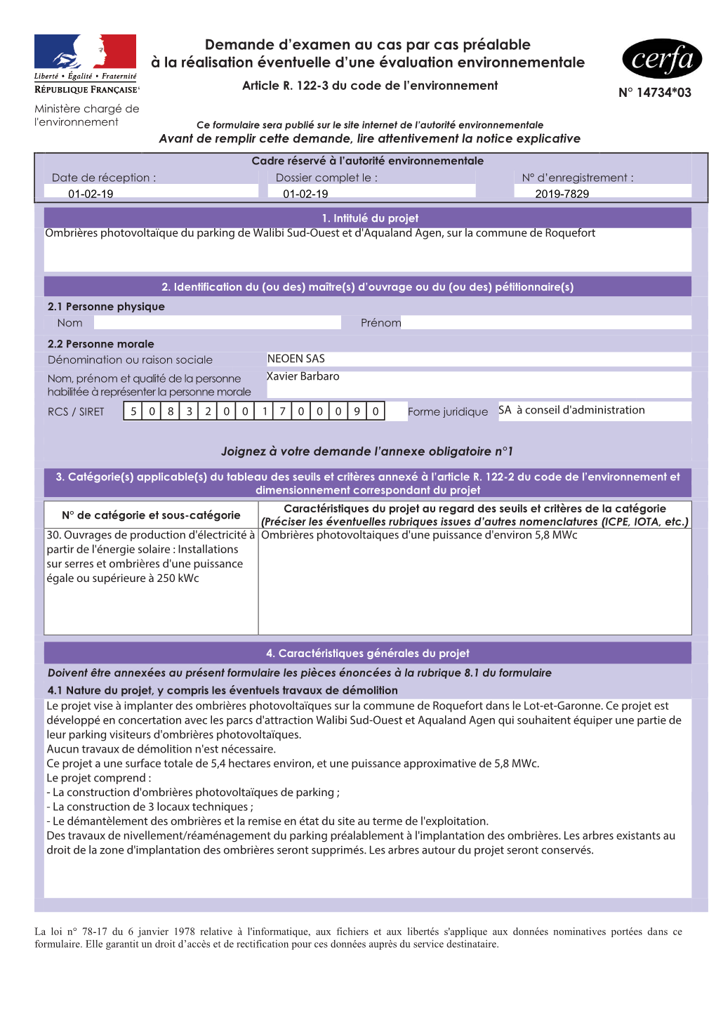 Demande D'examen Au Cas Par Cas Préalable À La Réalisation Éventuelle