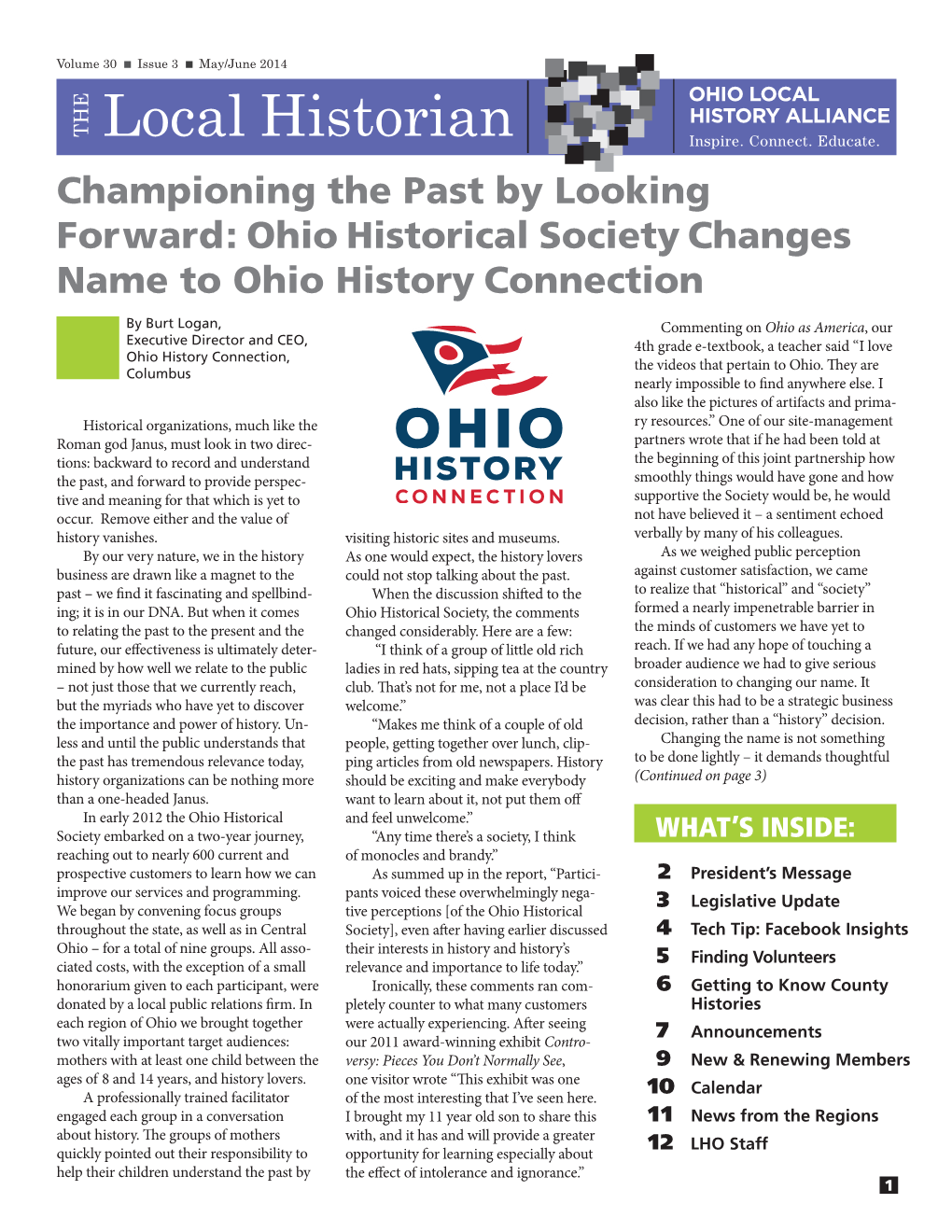 Local Historian Championing the Past by Looking Forward: Ohio Historical Society Changes Name to Ohio History Connection