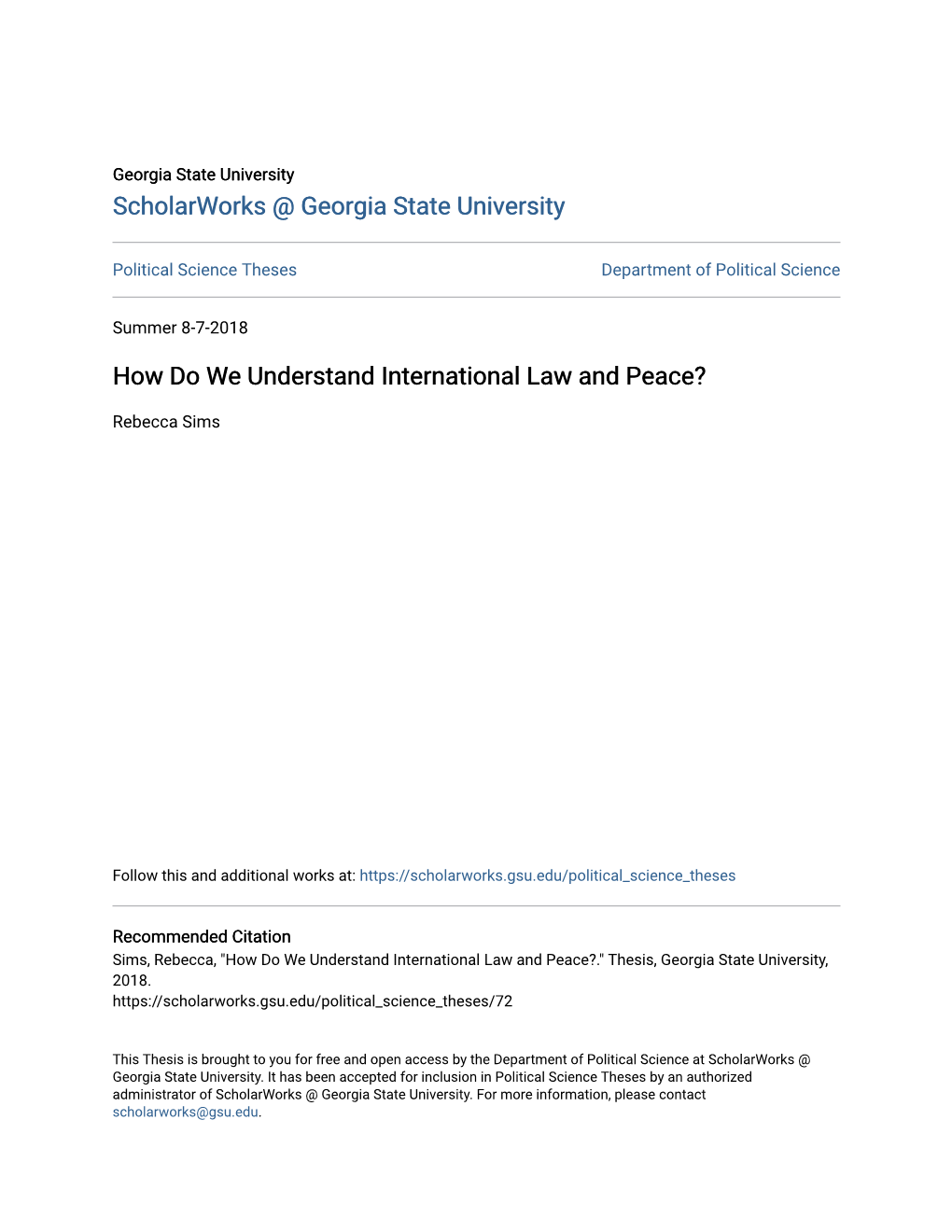 How Do We Understand International Law and Peace?