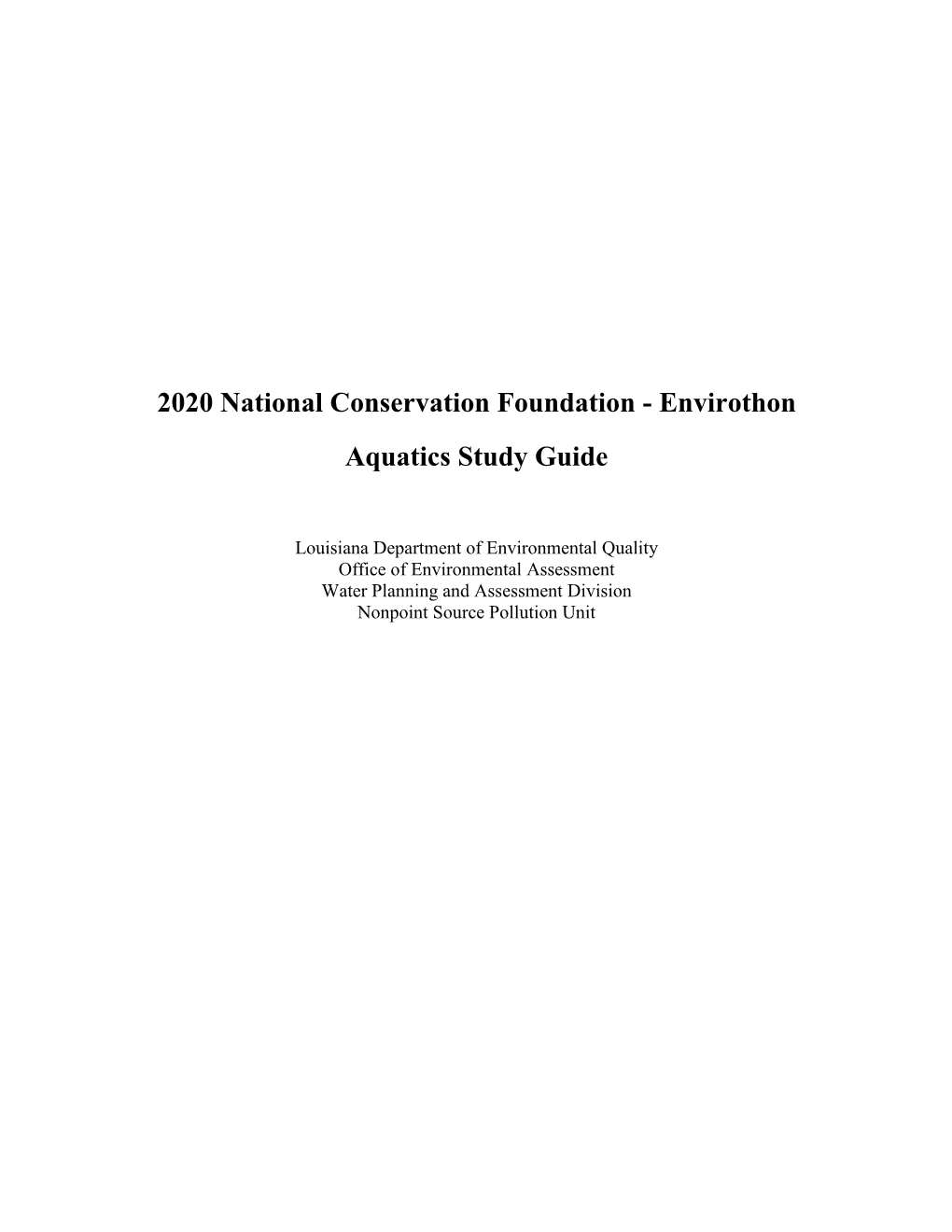 Envirothon Aquatics Study Guide