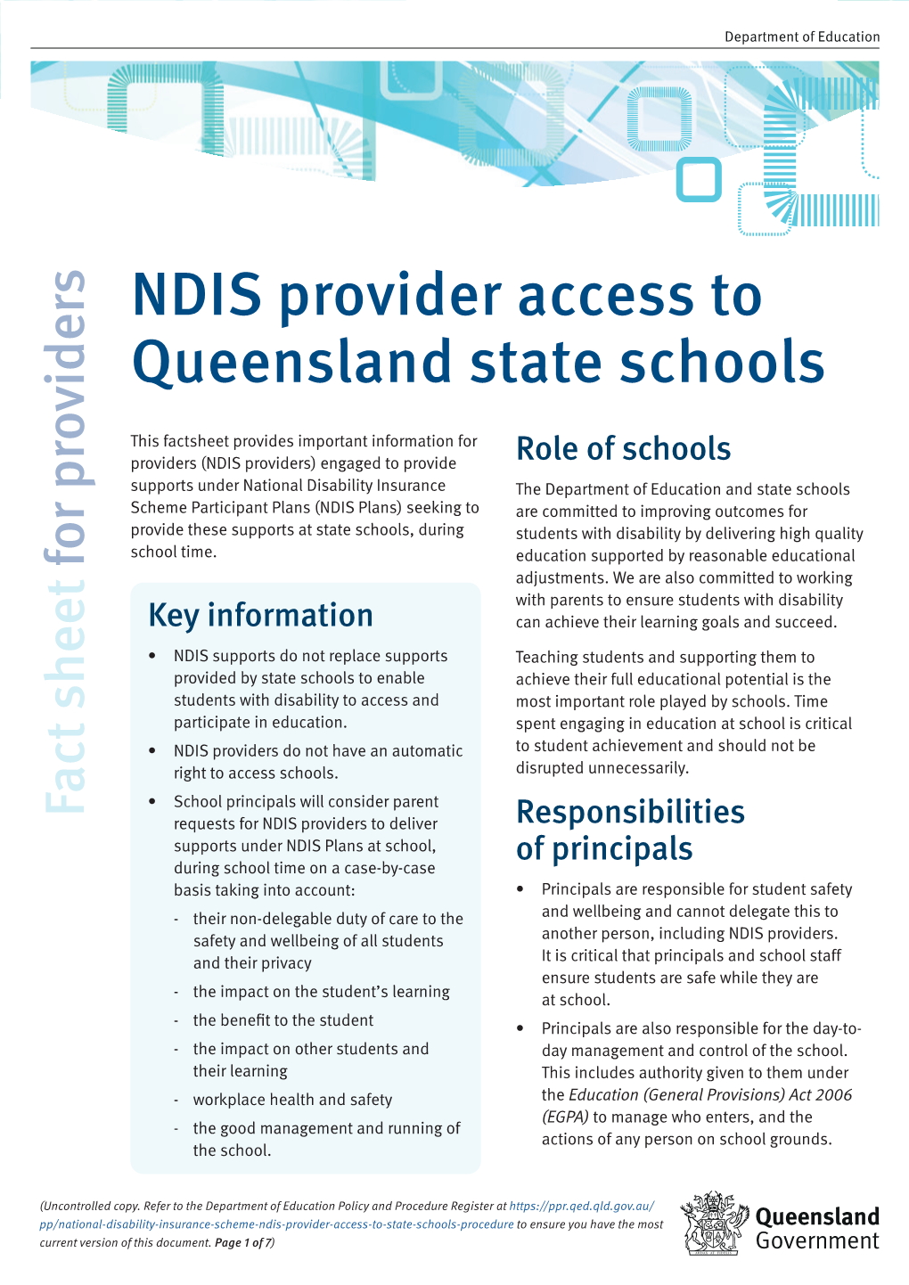 NDIS Provider Access to Queensland State Schools