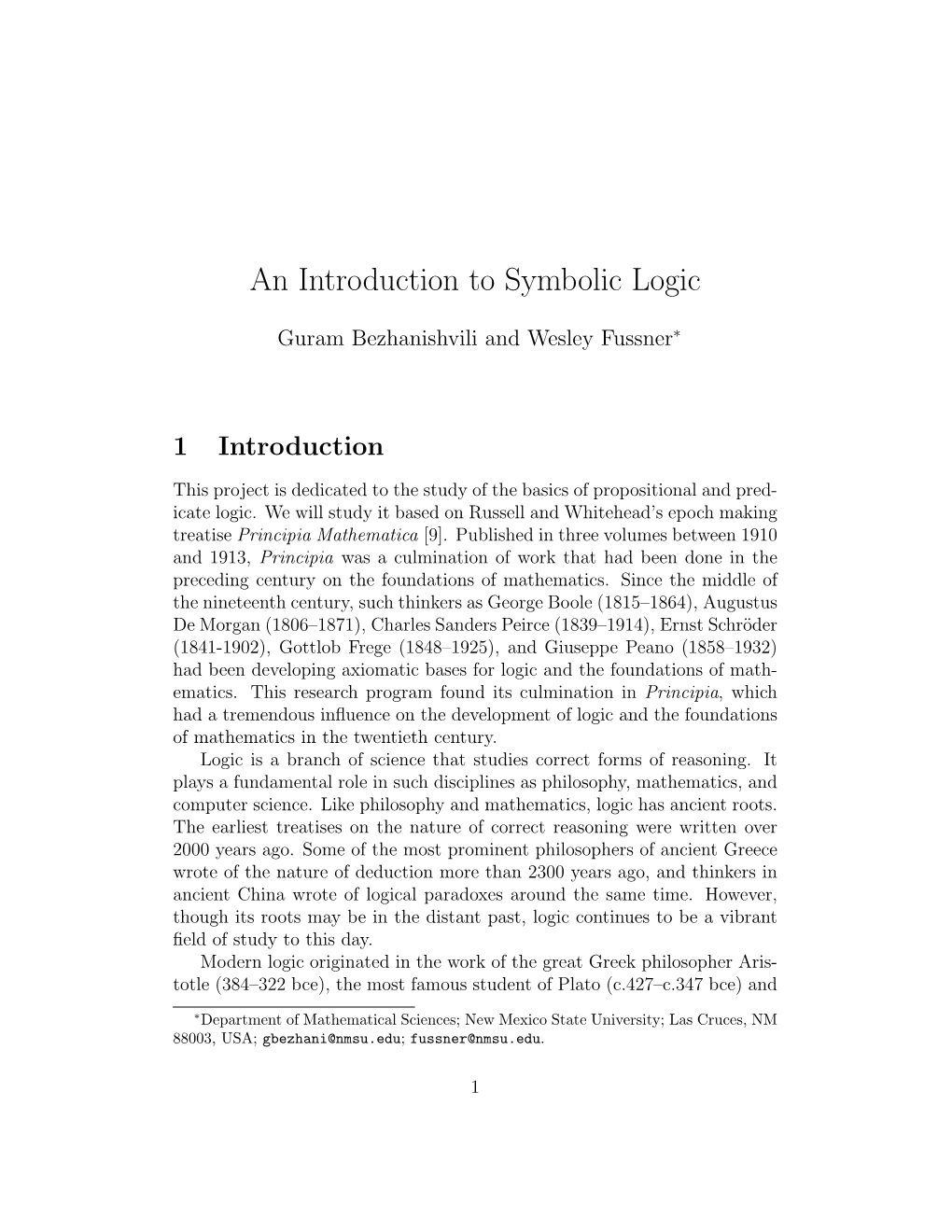 An Introduction to Symbolic Logic