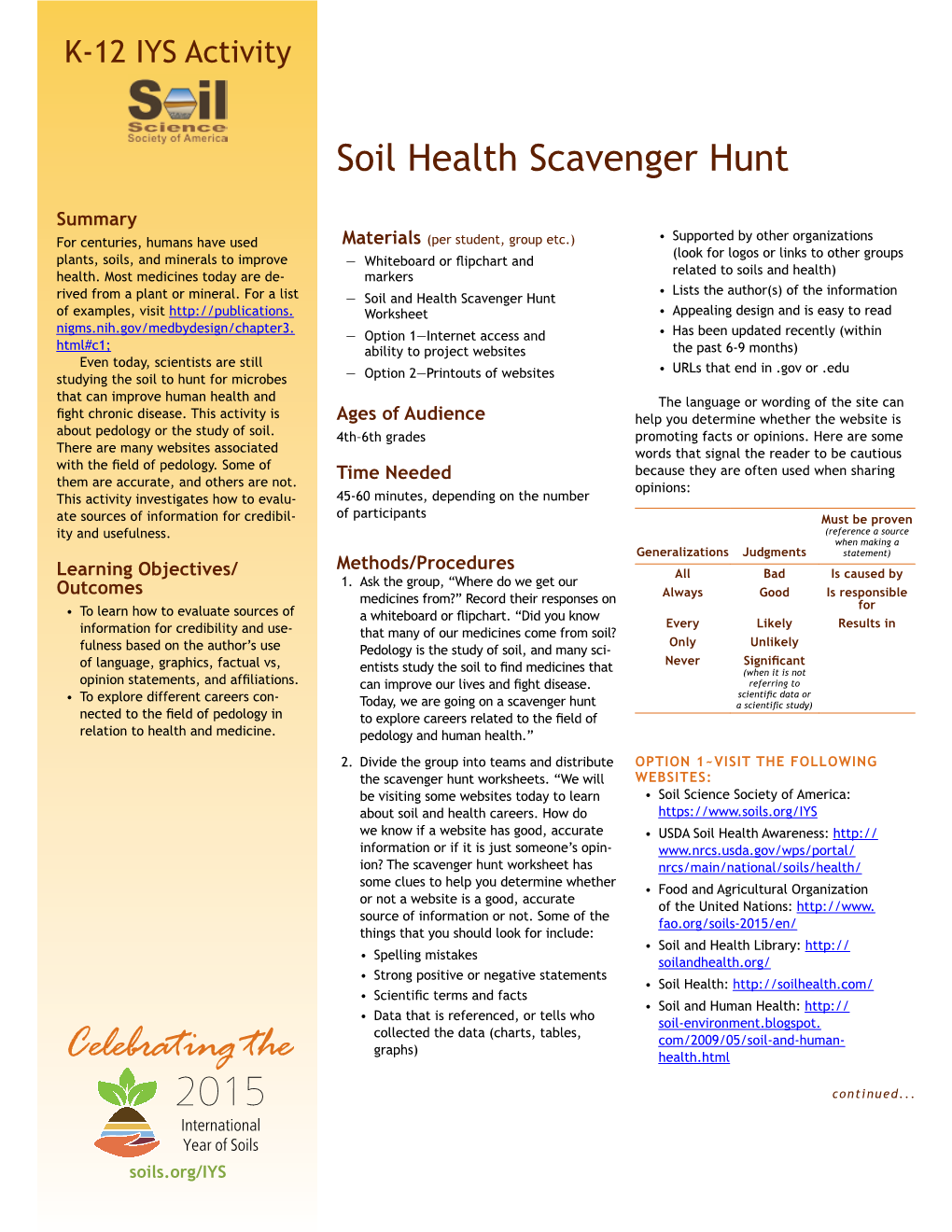 Soil Health Scavenger Hunt