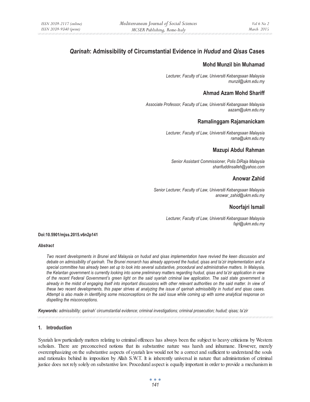 Qarinah: Admissibility of Circumstantial Evidence in Hudud and Qisas Cases