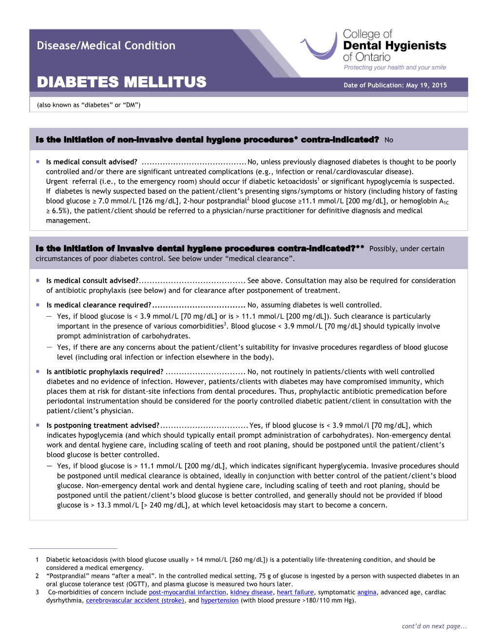CDHO Factsheet Diabetes Mellitus