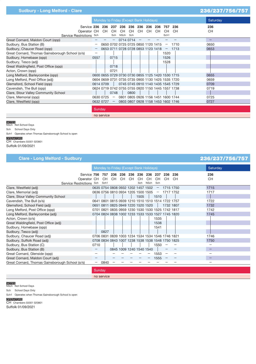 Sudbury - Long Melford - Clare 236/237/756/757