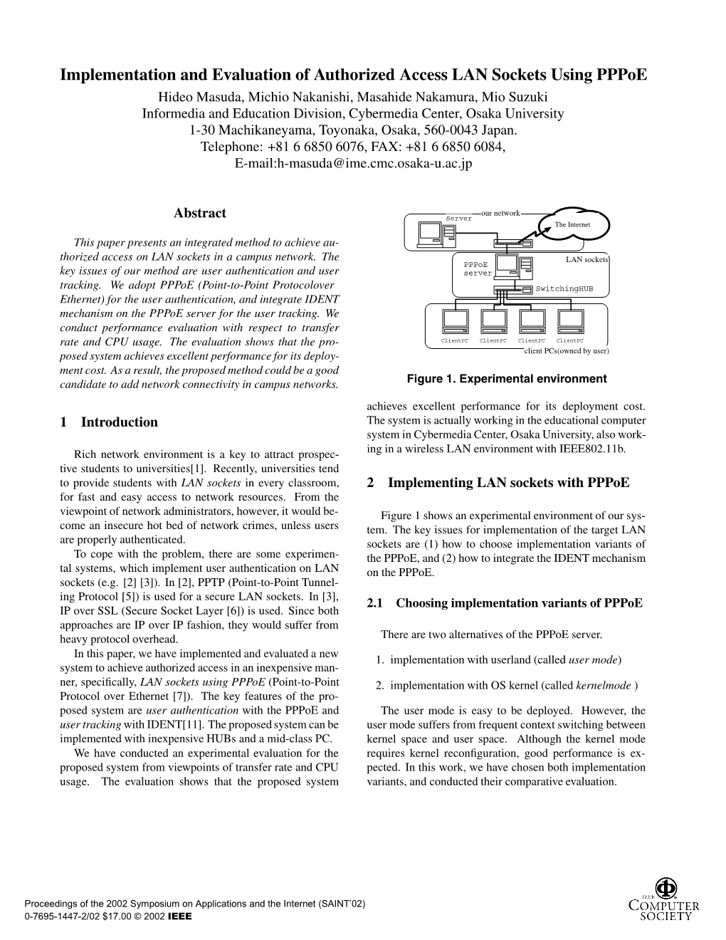 Implementation and Evaluation of Authorized Access LAN Sockets Using Pppoe