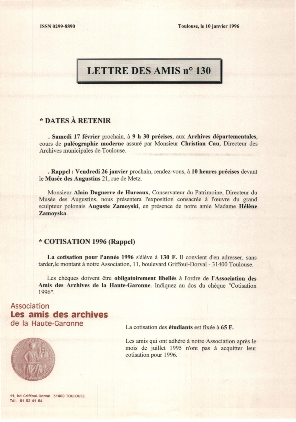 LETTRE DES AMIS N° 130 - 2