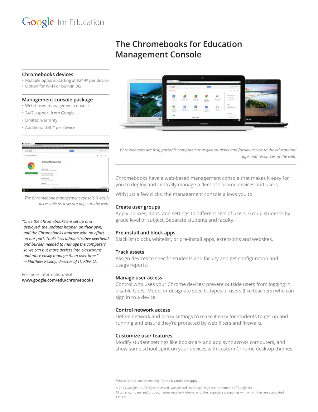 The Chromebooks for Education Management Console