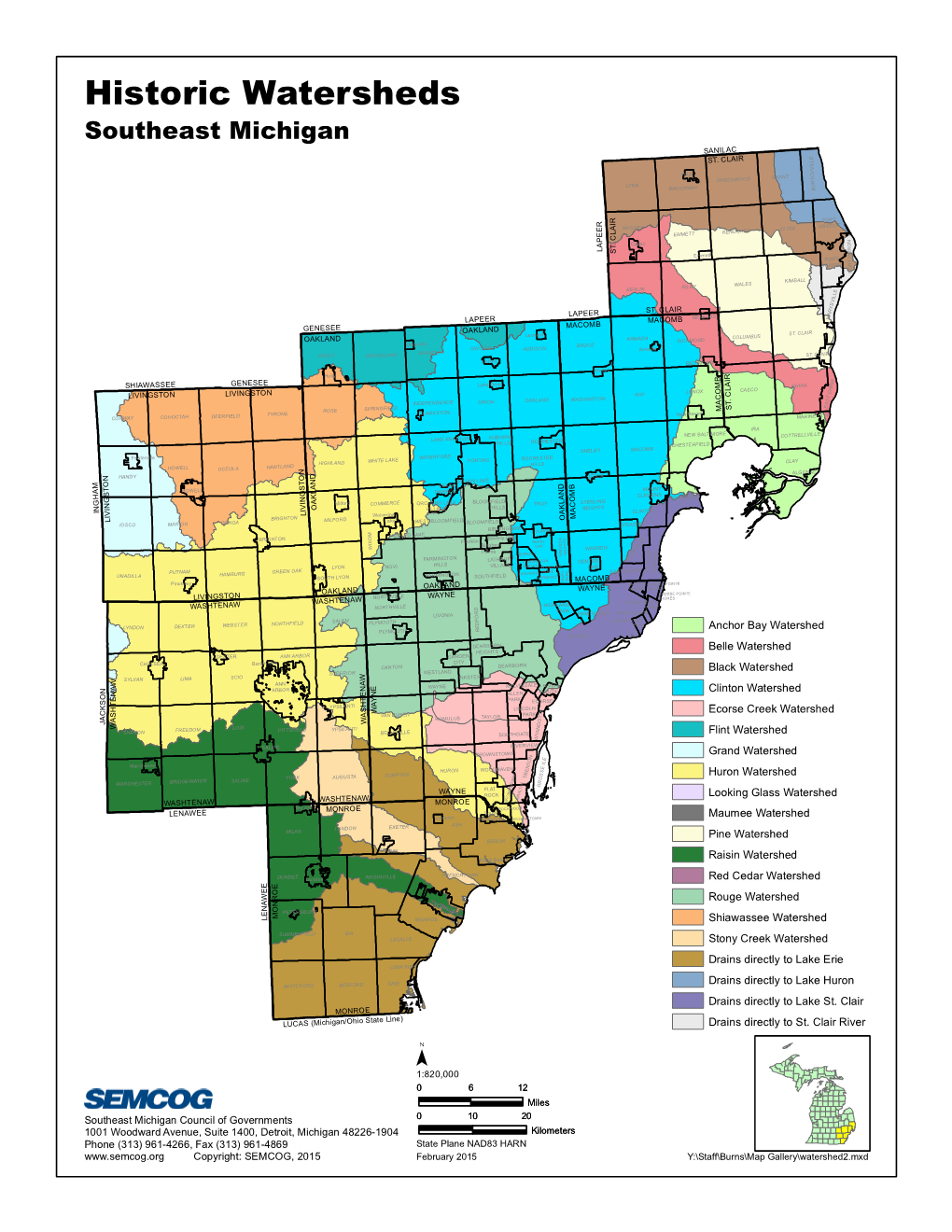 Historic Watersheds Southeast Michigan