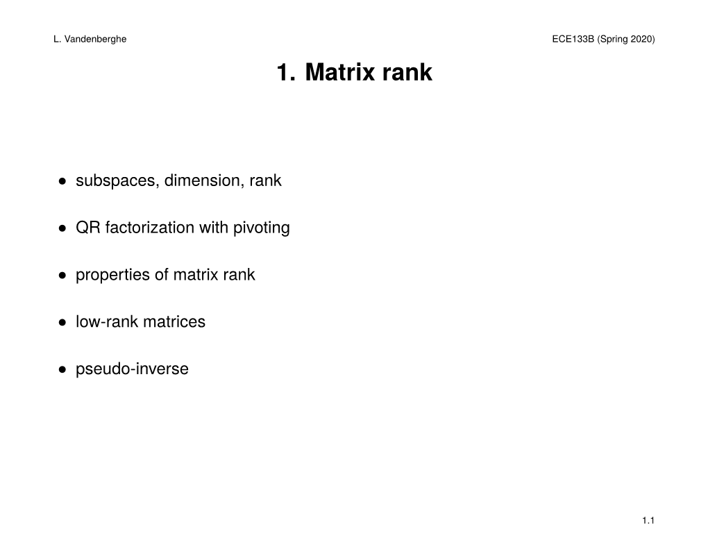 1. Matrix Rank