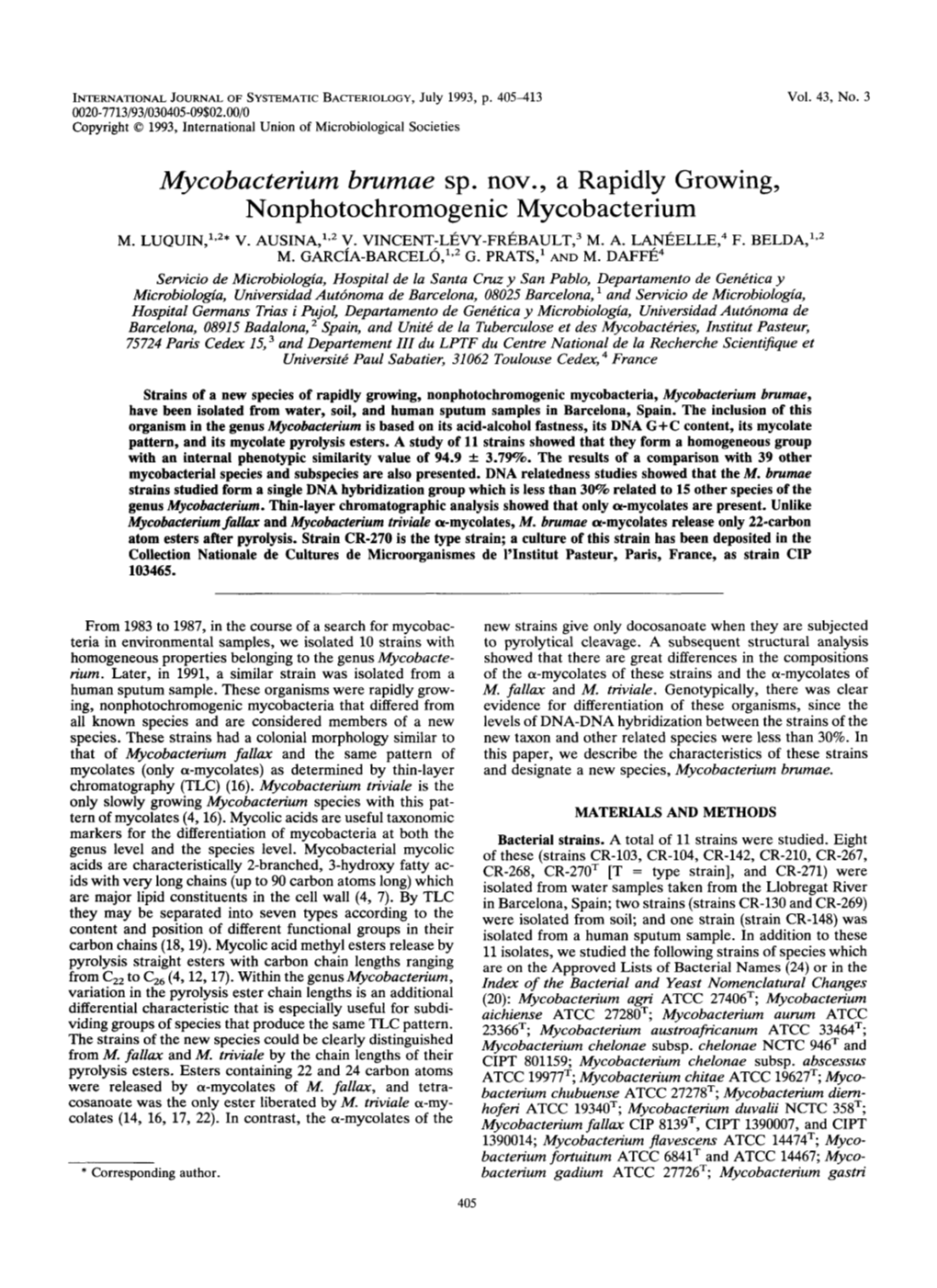 Mycobacterium Brumae Sp