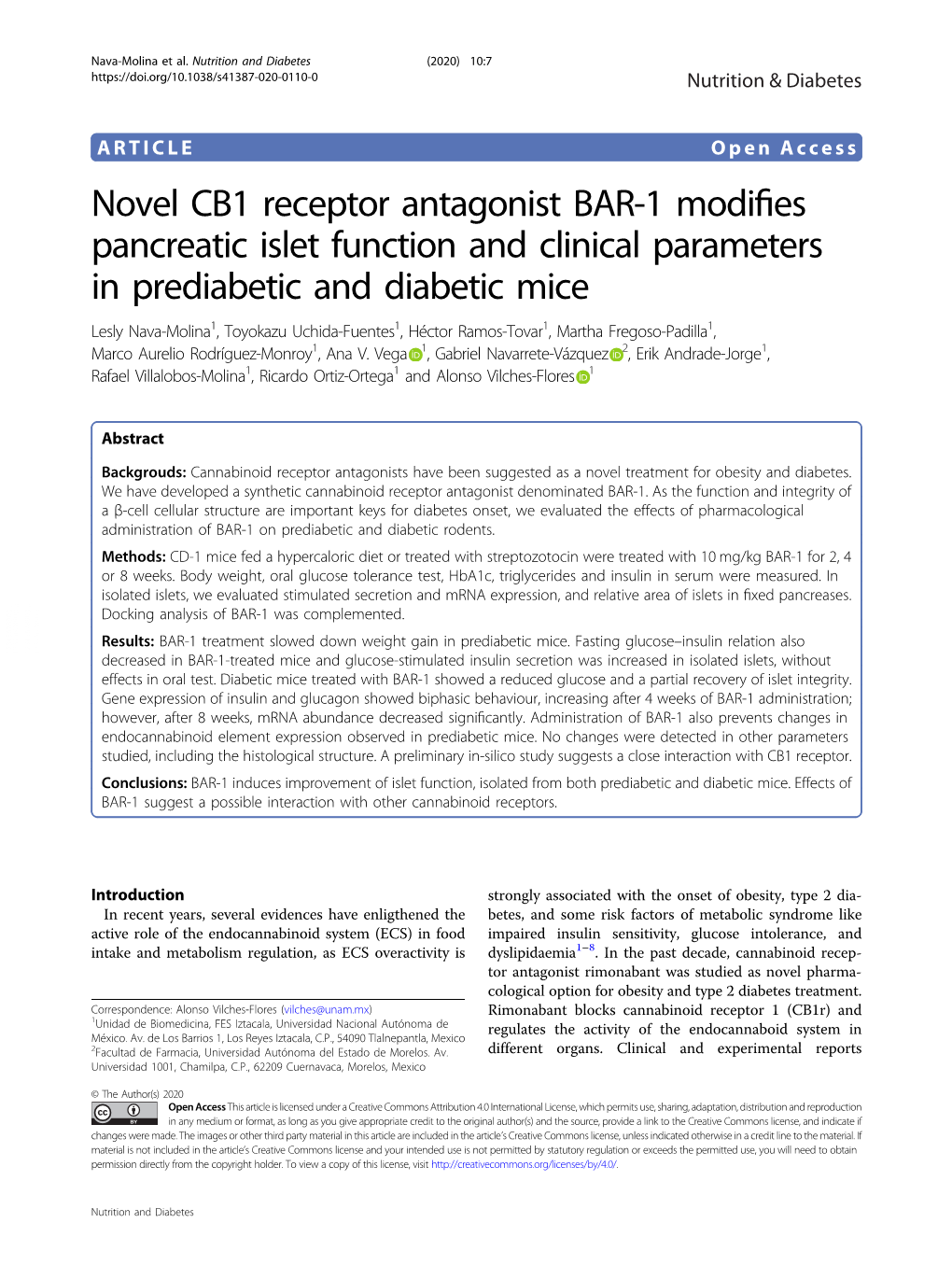 Novel CB1 Receptor Antagonist BAR-1 Modifies Pancreatic Islet Function