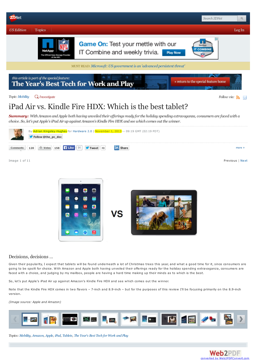 Ipad Air Vs. Kindle Fire HDX: Which Is the Best Tablet? | Zdnet