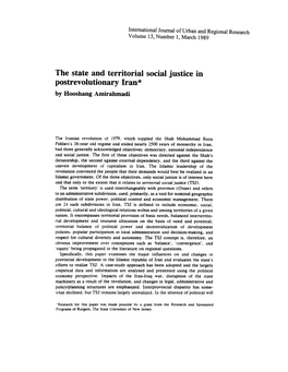 The State and Territorial Social Justice in Postrevolutionary Iran *