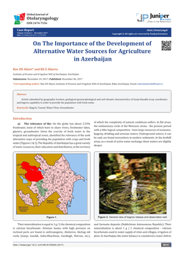 On the Importance of the Development of Alternative Water Sources for Agriculture in Azerbaijan