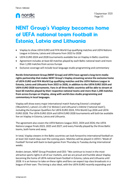 • Viaplay to Show UEFA EURO and FIFA World Cup Qualifying Matches