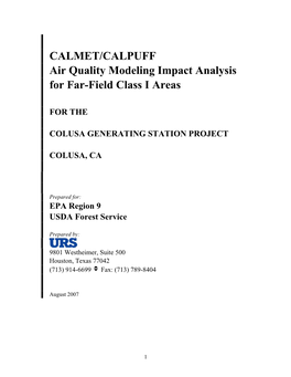 CALMET/CALPUFF Air Quality Modeling Impact Analysis for Far-Field Class I Areas