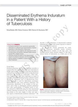 Disseminated Erythema Induratum in a Patient with a History of Tuberculosis