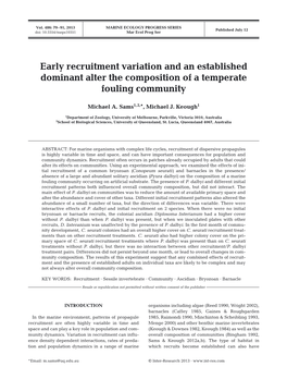 Early Recruitment Variation and an Established Dominant Alter the Composition of a Temperate Fouling Community