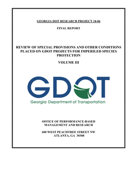 Review of Special Provisions and Other Conditions Placed on Gdot Projects for Imperiled Species Protection