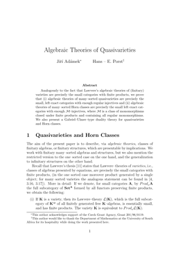 Algebraic Theories of Quasivarieties