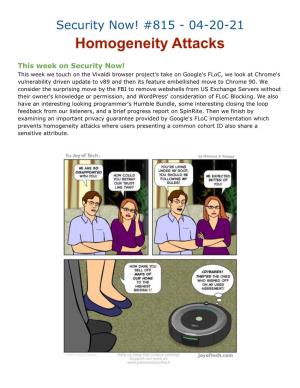 Security Now! #815 - 04-20-21 Homogeneity Attacks