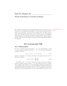 Part IV, Chapter 18 Weak Formulation of Model Problems 18.1 a Second-Order