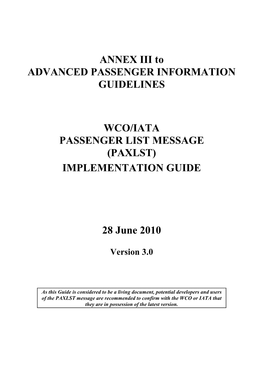 The UN/EDIFACT PAXLST Implementation Guide