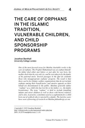 The Care of Orphans in the Islamic Tradition, Vulnerable Children, and Child Sponsorship