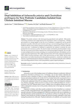 Dual Inhibition of Salmonella Enterica and Clostridium Perfringens by New Probiotic Candidates Isolated from Chicken Intestinal Mucosa