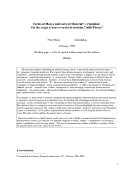 Forms of Money and Laws of Monetary Circulation: on the Origin of Controversies in Modern Credit Theory1