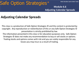 Adjusting Calendar Spreads