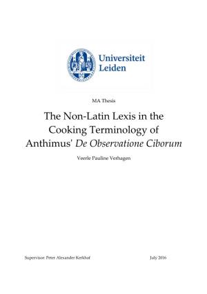 The Non-Latin Lexis in the Cooking Terminology of Anthimus' De Observatione Ciborum