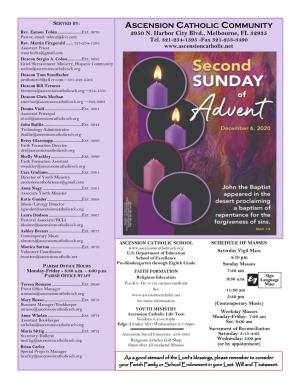 December 6, 2020 Second Sunday of Advent B