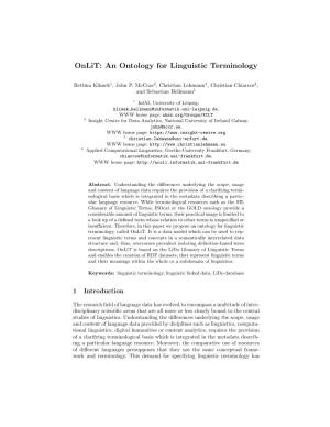 Onlit: an Ontology for Linguistic Terminology