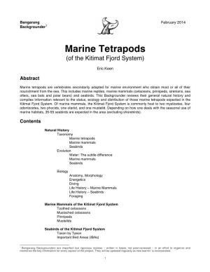 Marine Tetrapods (Of the Kitimat Fjord System)